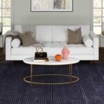 Jeslee 42″Faux Marble And Steel Oval Coffee Table - Chic Decora