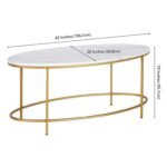 Jeslee 42″Faux Marble And Steel Oval Coffee Table - Chic Decora