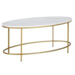 Jeslee 42″Faux Marble And Steel Oval Coffee Table - Chic Decora