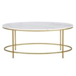 Jeslee 42″Faux Marble And Steel Oval Coffee Table - Chic Decora