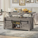 Jode Lift Top Coffee Table for Living Room with 4 Sliding Barn Doors - Chic Decora