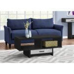 Jose Coffee Table, Accent, Cocktail, Rectangular, Storage, Living Room, 42″ L, Drawer, Laminate, Black - Chic Decora