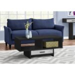 Jose Coffee Table, Accent, Cocktail, Rectangular, Storage, Living Room, 42″ L, Drawer, Laminate, Black - Chic Decora