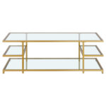 Kajaun 54″ Glass And Steel Coffee Table With Three Shelves - Chic Decora