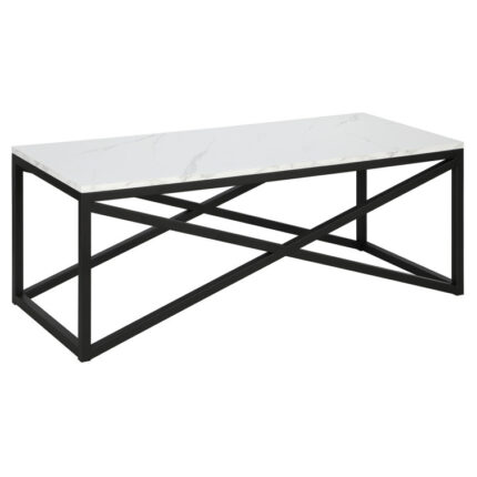 Kalder 46”” 46″ Faux Marble And Steel Coffee Table - Chic Decora