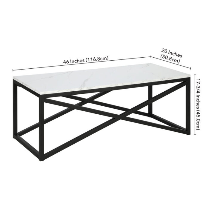 Kalder 46”” 46″ Faux Marble And Steel Coffee Table - Chic Decora