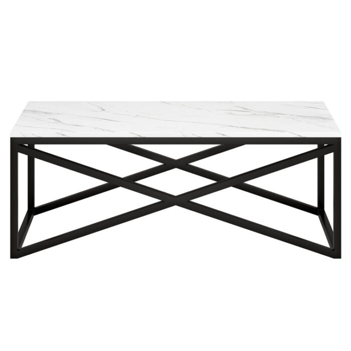 Kalder 46”” 46″ Faux Marble And Steel Coffee Table - Chic Decora