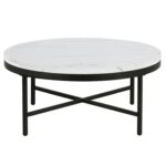 Kambry 36″ Faux Marble And Steel Round Coffee Table - Chic Decora