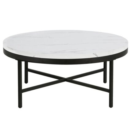 Kambry 36″ Faux Marble And Steel Round Coffee Table - Chic Decora