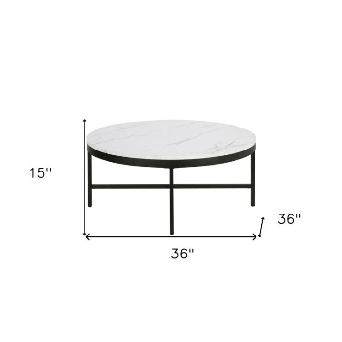 Kambry 36″ Faux Marble And Steel Round Coffee Table - Chic Decora