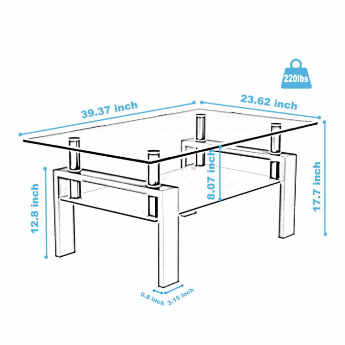 Katisha Glass Top Coffee Table - Chic Decora