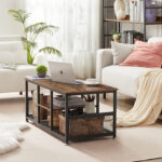 Kempst Industrial Coffee Table with Storage Shelf Cocktail Table Accent Furniture for Living Room - Chic Decora