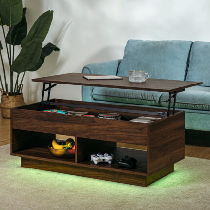 Kheira Lift Top Coffee Table with RGB LED Light Strip - Chic Decora