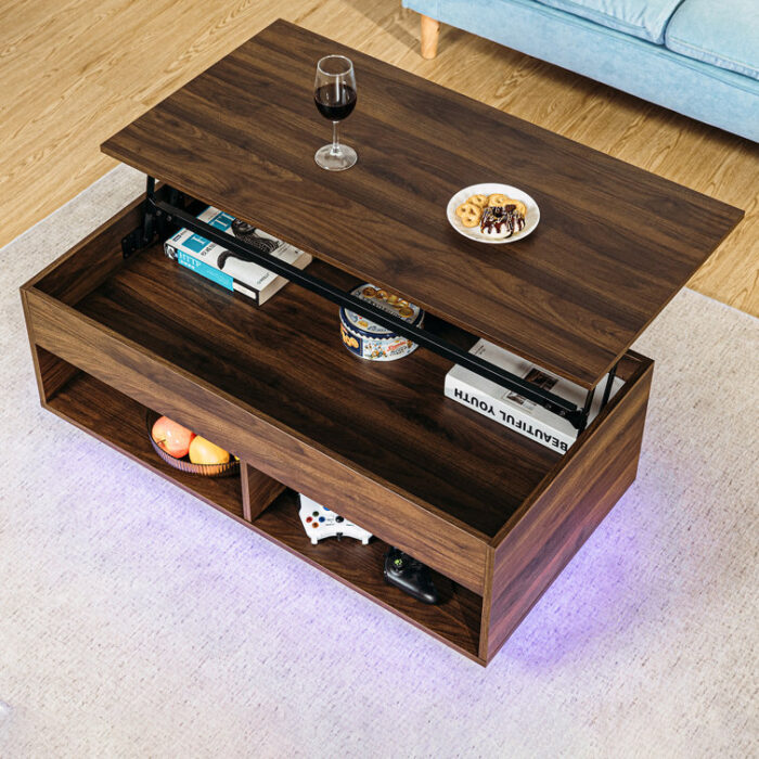 Kheira Lift Top Coffee Table with RGB LED Light Strip - Chic Decora