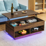 Kheira Lift Top Coffee Table with RGB LED Light Strip - Chic Decora