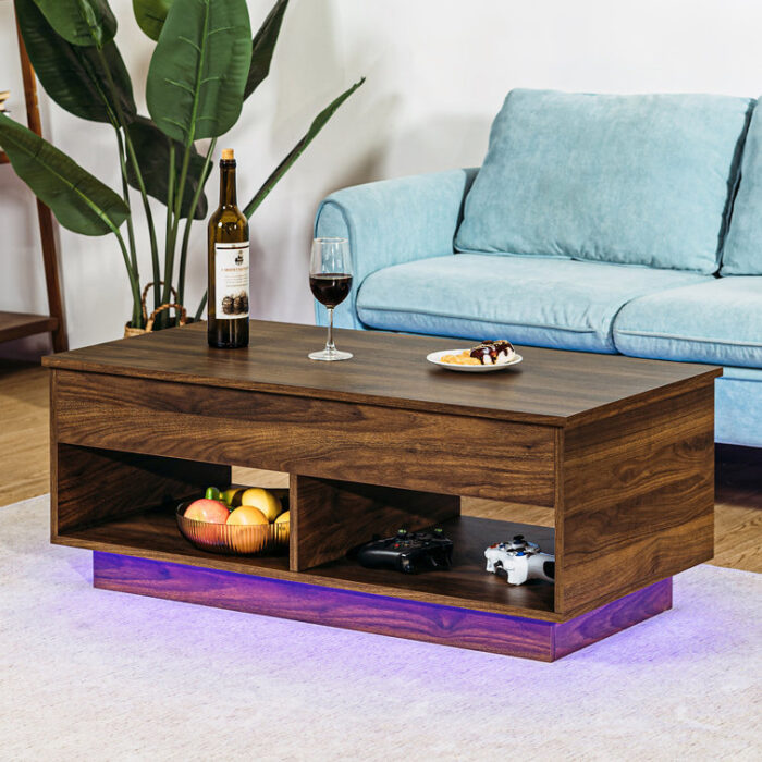 Kheira Lift Top Coffee Table with RGB LED Light Strip - Chic Decora