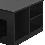 LED High-Gloss Finish Coffee Table With 2 Drawers Open Shelves Storage - Chic Decora