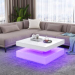 LED Light Coffee Table for Living Room with Storage Drawers - Chic Decora