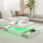 LED Light Coffee Table for Living Room with Storage Drawers - Chic Decora