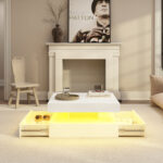 LED Light Coffee Table for Living Room with Storage Drawers - Chic Decora