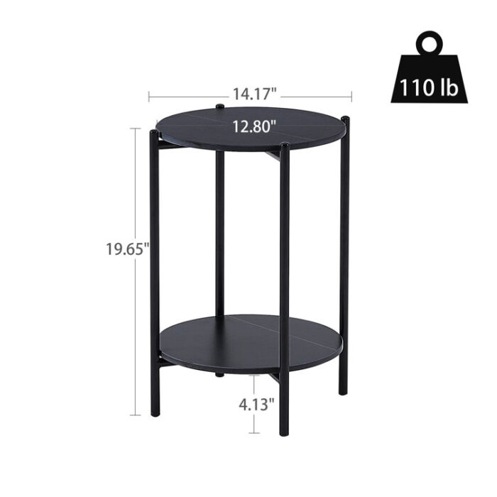 Librado 2-Layer End Table, Round Sofa Table - Chic Decora