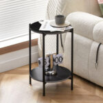 Librado 2-Layer End Table, Round Sofa Table - Chic Decora