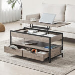 Lift Top Coffee Table With 2 Drawers and Outlets - Chic Decora