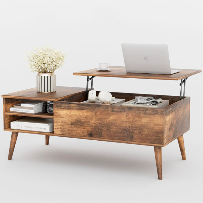 Lift Top Extendable 4 Legs Coffee Table with Storage - Chic Decora