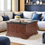 Maci Farmhouse Square Coffee Table with Hidden Storage Compartment - Chic Decora