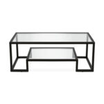 Maeghen 45″ Glass and Steel Coffee Table with Shelf - Chic Decora