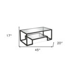 Maeghen 45″ Glass and Steel Coffee Table with Shelf - Chic Decora