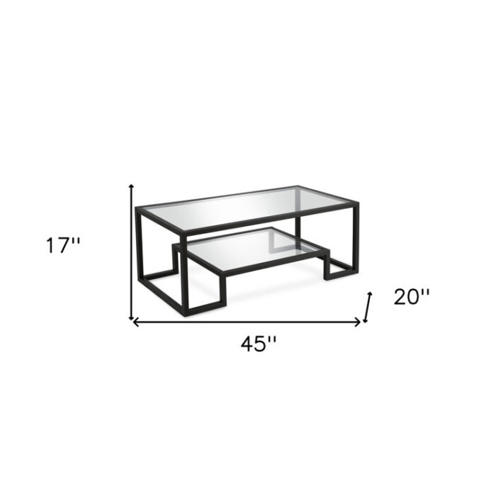 Maeghen 45″ Glass and Steel Coffee Table with Shelf - Chic Decora