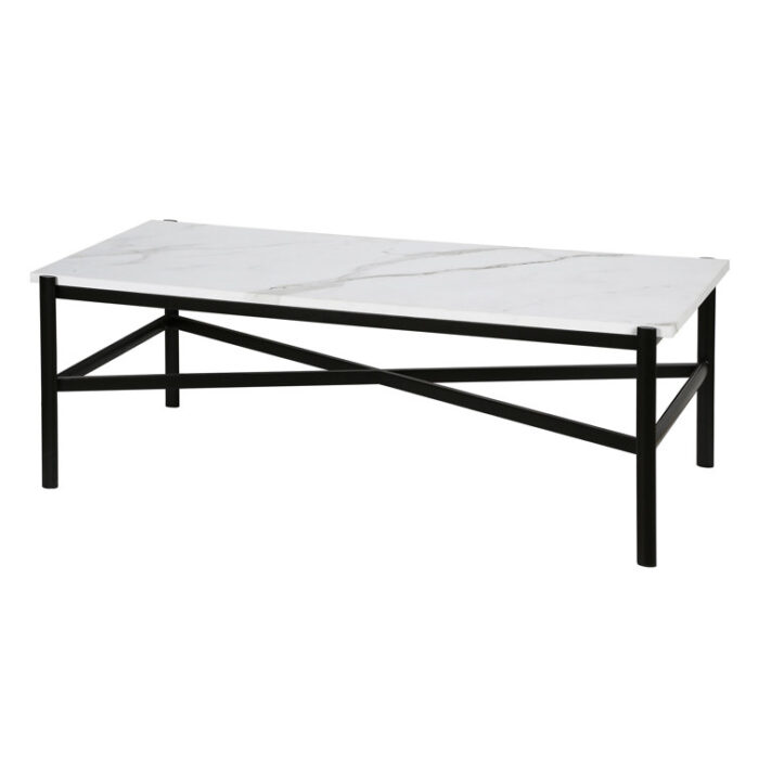 Maicol 46″ Faux Marble and Steel Coffee Table - Chic Decora