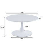 Modern 31.5” Diameter Solid Metal Base Round Coffee Table - Chic Decora