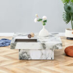 Modern And Practical Coffee Table With Imitation Marble Patterns - Chic Decora