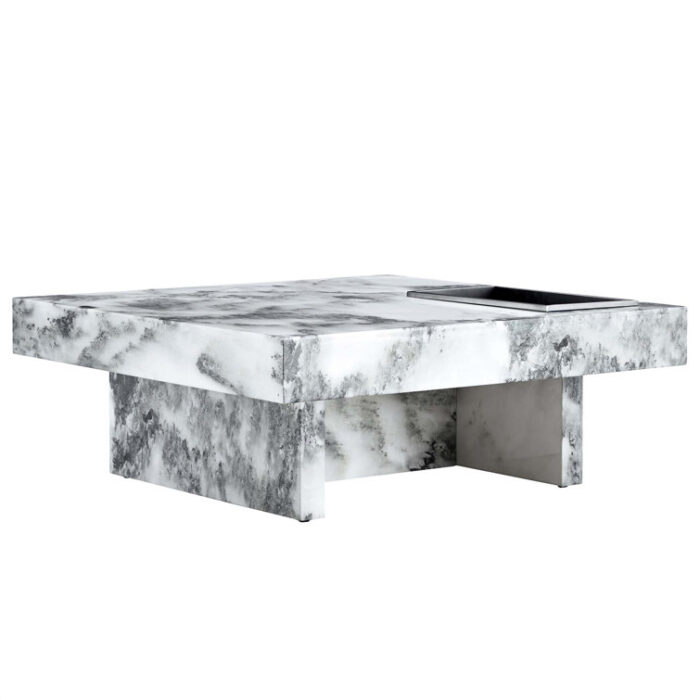 Modern And Practical Coffee Table With Imitation Marble Patterns - Chic Decora