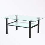 Modern Simple Transparent Glass Coffee Table with open shelf - Chic Decora