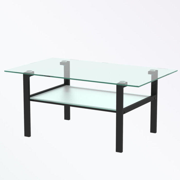 Modern Simple Transparent Glass Coffee Table with open shelf - Chic Decora