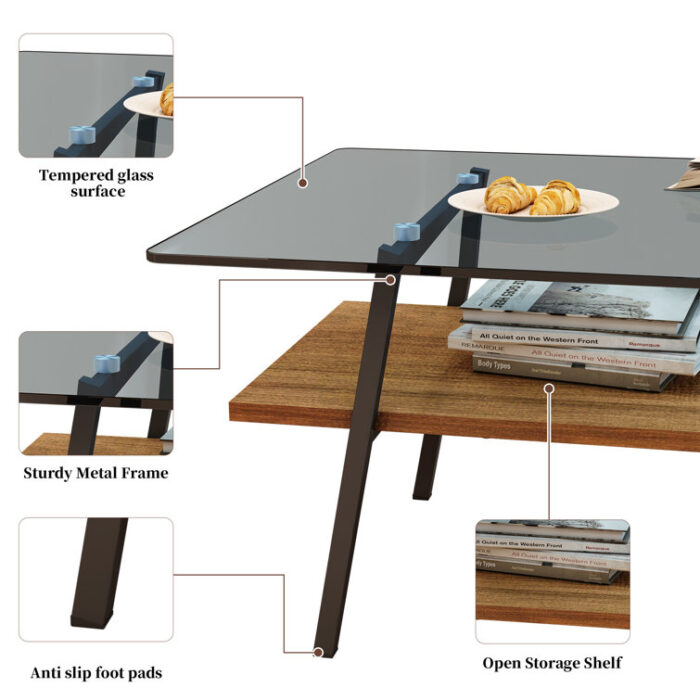 Nathinal Glass Top Coffee Table - Chic Decora