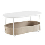 Neili Floor Shelf Coffee Table with Storage Fabric Basket - Chic Decora