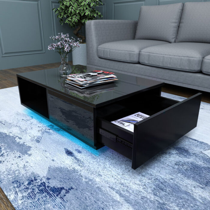 Nelliston LED Coffee Table with Drawer - Chic Decora