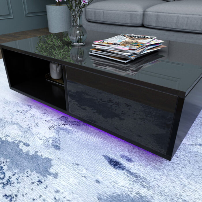 Nelliston LED Coffee Table with Drawer - Chic Decora