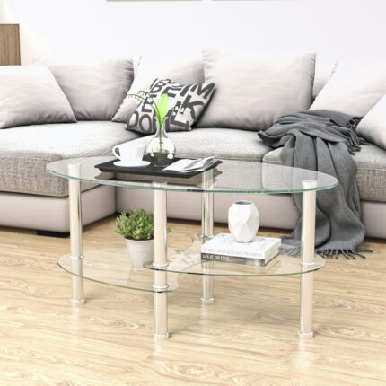 Lesh 47″ W Glass Top Single Coffee Table - Chic Decora