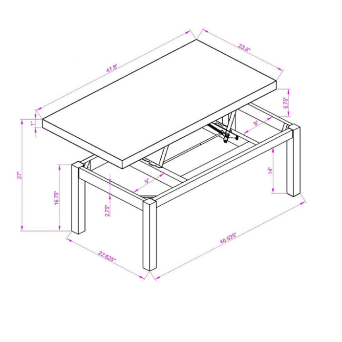 Rising Tabletop Wood Dining Center Tables With Storage Shelf And Hidden Compartment - Chic Decora