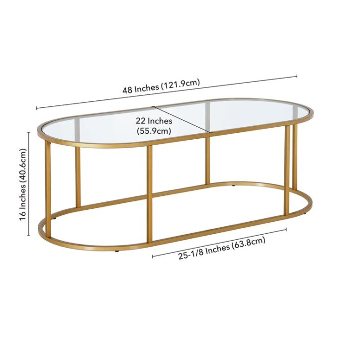 Rosemont 48″Glass And Steel Coffee Table - Chic Decora