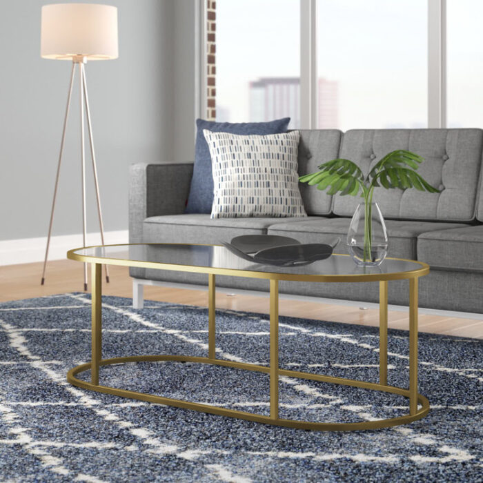 Rosemont 48″Glass And Steel Coffee Table - Chic Decora