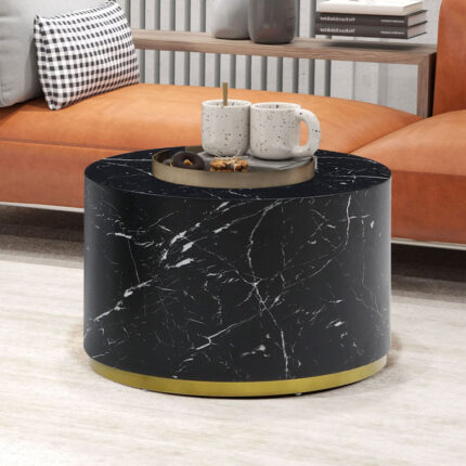 Round Faux Marble Coffee Table - Chic Decora