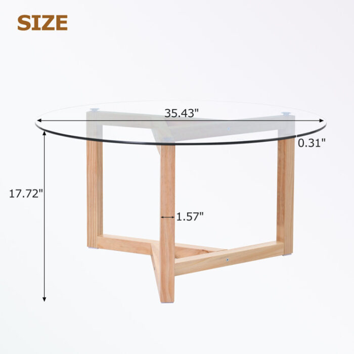 Round Glass Coffee Table with Tempered Glass Top and Sturdy Base - Chic Decora