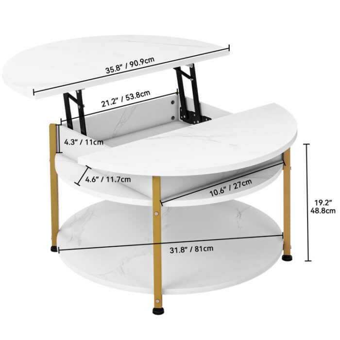 Round Lift Top Coffee Table With Storage - Chic Decora