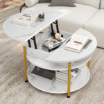 Round Lift Top Coffee Table With Storage - Chic Decora